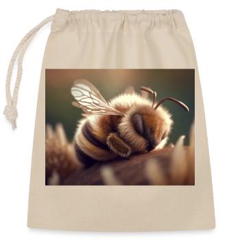 Cute animals doing hibernation – turtle - Closable cotton gift bag (25x30cm) - nature - Front