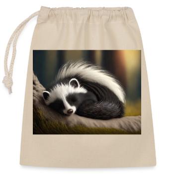 Cute animals doing hibernation – raccoon - Closable cotton gift bag (25x30cm) - nature - Front