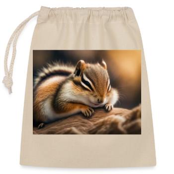 Cute animals doing hibernation – chipmunk - Closable cotton gift bag (25x30cm) - nature - Front