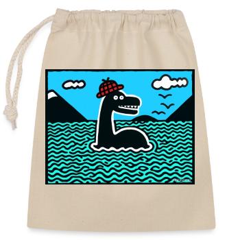 Nessie Loch Ness Monster - Verschließbarer Geschenkbeutel aus Baumwolle (25x30cm) - Natur - Vorne