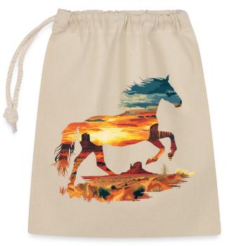 Cheval Far West Western Équitation Wilderness Cowboy États-Unis - Sac cadeau en coton avec cordon (25 x 30 cm) - nature - Devant