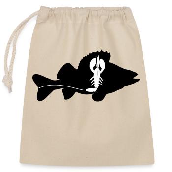 Barsch mit Creature Bait - schwarz - Verschließbarer Geschenkbeutel aus Baumwolle (25x30cm) - Natur - Vorne