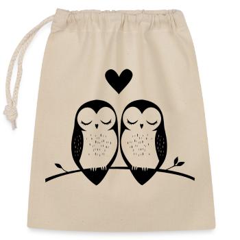 Owl Love - Closable cotton gift bag (25x30cm) - nature - Front