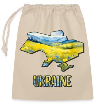 Aquarell Landkarte Ukraine - Verschließbarer Geschenkbeutel aus Baumwolle (25x30cm) - Natur - Vorne