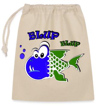 Blup Blup PG Fisch - Verschließbarer Geschenkbeutel aus Baumwolle (25x30cm) - Natur - Vorne