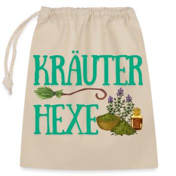Kräuter Hexe Mystisches wild Kräuterdesign - Verschließbarer Geschenkbeutel aus Baumwolle (25x30cm) - Natur - Vorne