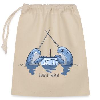 Bataille narval - Sac cadeau en coton avec cordon (25 x 30 cm) - nature - Devant