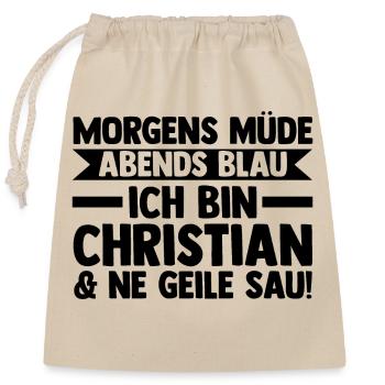 First name Chris Christian - Closable cotton gift bag (25x30cm) - nature - Front