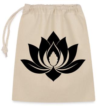 Schwarzer Lotus - Verschließbarer Geschenkbeutel aus Baumwolle (25x30cm) - Natur - Vorne