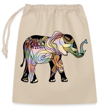 Éléphant - Sac cadeau en coton avec cordon (25 x 30 cm) - nature - Devant