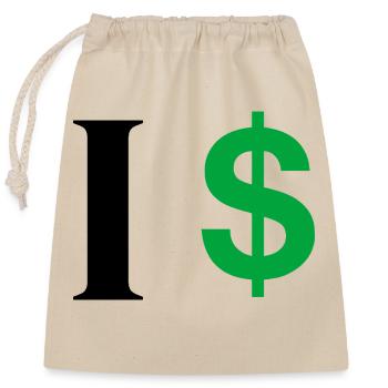 Lettre i dollar - Sac cadeau en coton avec cordon (25 x 30 cm) - nature - Devant