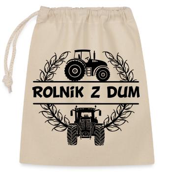 Conception de tracteur – Rolnik z dumą en couronne de grain - Sac cadeau en coton avec cordon (25 x 30 cm) - nature - Devant
