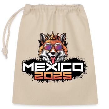 Mexiko 2025 Party Fuchs - Verschließbarer Geschenkbeutel aus Baumwolle (25x30cm) - Natur - Vorne