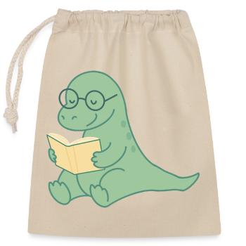 Lire Dino avec des lunettes – amoureux des livres - Sac cadeau en coton avec cordon (25 x 30 cm) - nature - Devant