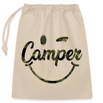 Camper_Smile_camouflage - Verschließbarer Geschenkbeutel aus Baumwolle (25x30cm) - Natur - Vorne
