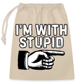 Im With Stupid Pointing Graphic - Closable cotton gift bag (25x30cm) - nature - Front