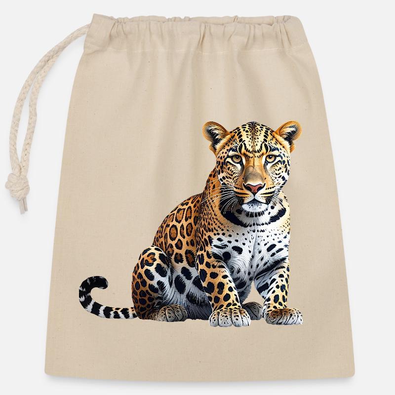 Leopard - Verschließbarer Geschenkbeutel aus Baumwolle (25x30cm) - Natur