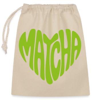 Matcha Herz Form - Verschließbarer Geschenkbeutel aus Baumwolle (25x30cm) - Natur - Vorne