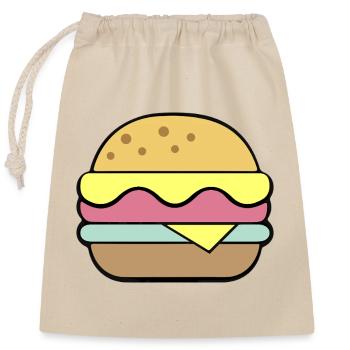 Cheeseburger | Fast Food - Closable cotton gift bag (25x30cm) - nature - Front