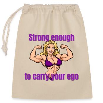 Muscles forts, porteur d’ego - Sac cadeau en coton avec cordon (25 x 30 cm) - nature - Devant
