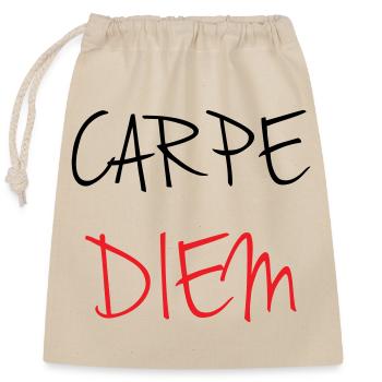 carpe_diem_nhy_5 - Verschließbarer Geschenkbeutel aus Baumwolle (25x30cm) - Natur - Vorne