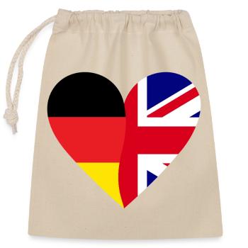 Germany Great Britain Heart - Closable cotton gift bag (25x30cm) - nature - Front