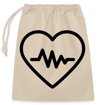 battement de coeur - Sac cadeau en coton avec cordon (25 x 30 cm) - nature - Devant