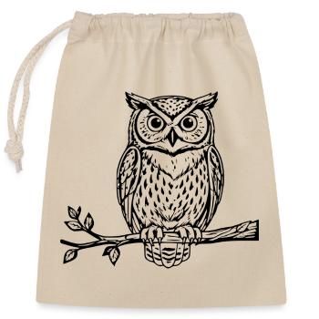 Owl Bird Gift Nature Lover Hiker - Closable cotton gift bag (25x30cm) - nature - Front
