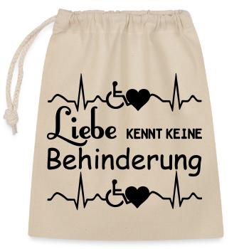 Liebe kennt keine Behinderung Geschenk - Verschließbarer Geschenkbeutel aus Baumwolle (25x30cm) - Natur - Vorne