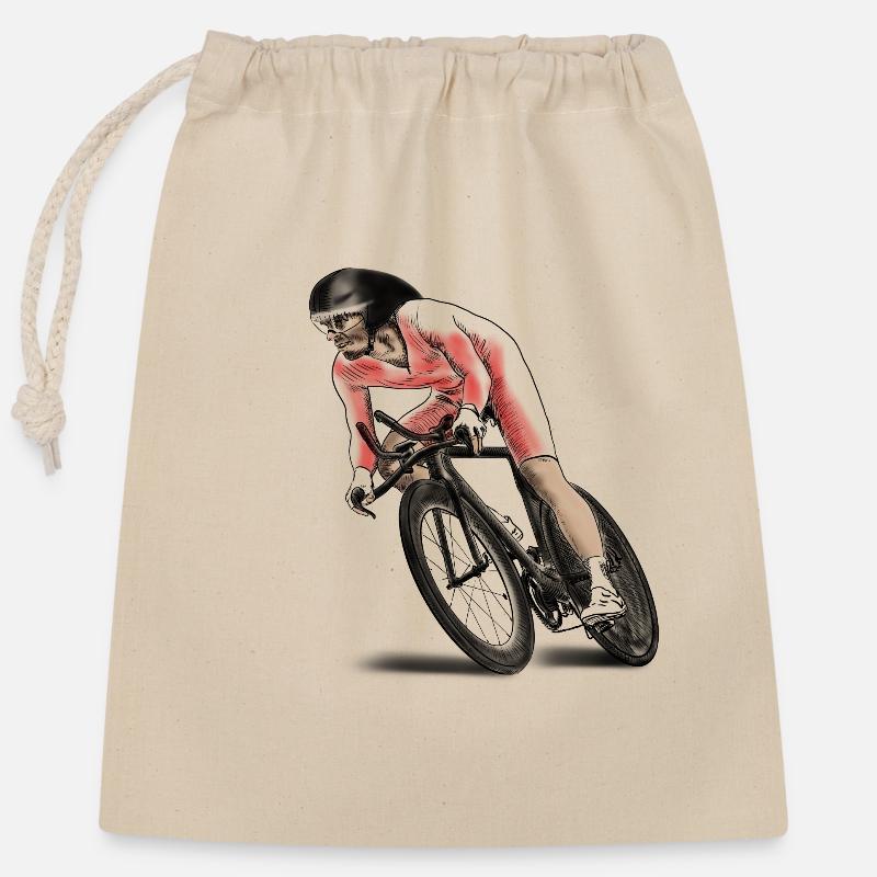 coureurs cyclistes - Sac cadeau en coton avec cordon (25 x 30 cm) - nature