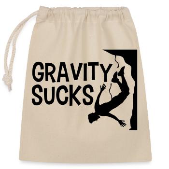 klettern gefaehrlich gravity sucks logo design lus - Verschließbarer Geschenkbeutel aus Baumwolle (25x30cm) - Natur - Vorne