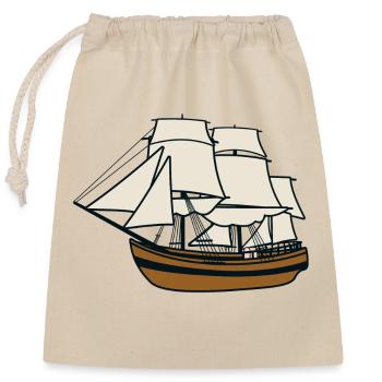 Sailing ship - Closable cotton gift bag (25x30cm) - nature - Front