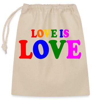 Love is love - Closable cotton gift bag (25x30cm) - nature - Front