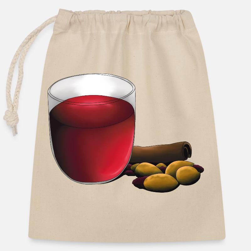mulled wine - Closable cotton gift bag (25x30cm) - nature