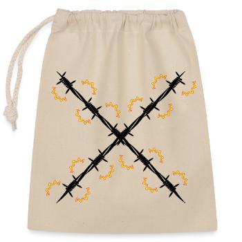 Electric fence Barbed wire cross - Closable cotton gift bag (25x30cm) - nature - Front