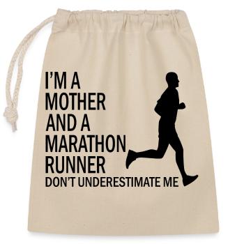Marathon Triathlon Running joggen Biking Radfahren - Verschließbarer Geschenkbeutel aus Baumwolle (25x30cm) - Natur - Vorne