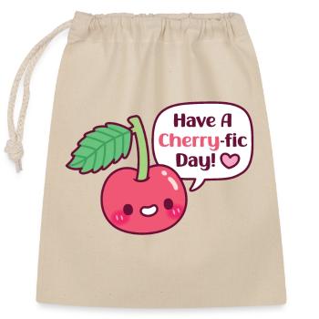 Cute Cherry Have A Cherryfic Day Funny - Sac cadeau en coton avec cordon (25 x 30 cm) - nature - Devant