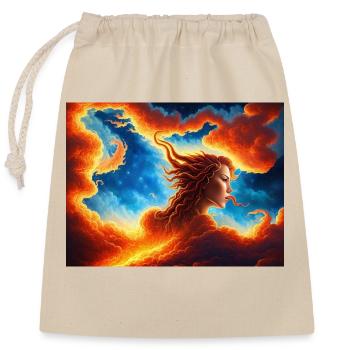 blue red sky with a woman illustration - Closable cotton gift bag (25x30cm) - nature - Front