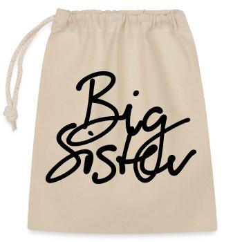 BIG SISTER HANDWRITTEN - Closable cotton gift bag (25x30cm) - nature - Front