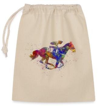 Cavalier à cheval - Sac cadeau en coton avec cordon (25 x 30 cm) - nature - Devant