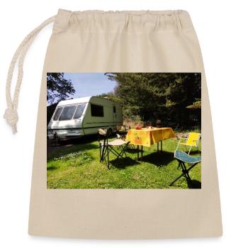 Caravane au soleil - Sac cadeau en coton avec cordon (25 x 30 cm) - nature - Devant