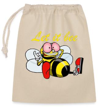 Let it bee" Honig-süßes Design, entspannte Biene - Verschließbarer Geschenkbeutel aus Baumwolle (25x30cm) - Natur - Vorne