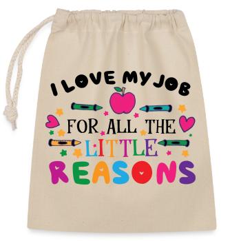 Enseignant mignon - Sac cadeau en coton avec cordon (25 x 30 cm) - nature - Devant