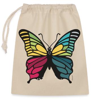 Lebendiger Regenbogenschmetterling - Verschließbarer Geschenkbeutel aus Baumwolle (25x30cm) - Natur - Vorne