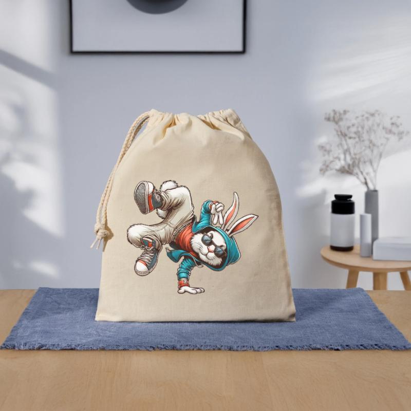 Easter Easter Bunny Dancing Breakdance Closable cotton gift bag (25x30cm)
