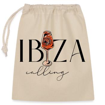 Ibiza Calling - Cocktail - Enterrement de vie de garçon - Sac cadeau en coton avec cordon (25 x 30 cm) - nature - Devant