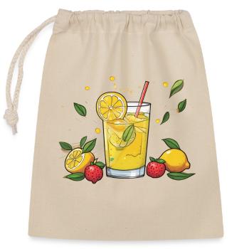 Glas Limonade mit Minze - Verschließbarer Geschenkbeutel aus Baumwolle (25x30cm) - Natur - Vorne