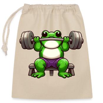 Amazing Bodybuilder Frog - Closable cotton gift bag (25x30cm) - nature - Front