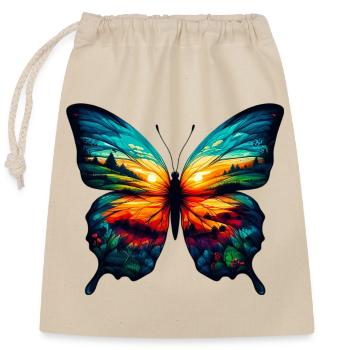 Papillon - Sac cadeau en coton avec cordon (25 x 30 cm) - nature - Devant