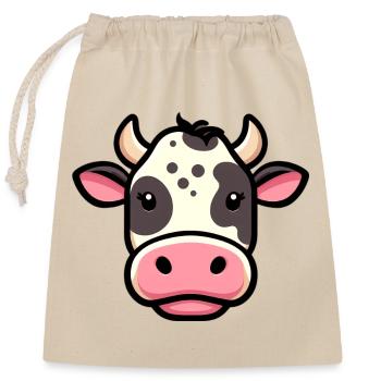 Cow - Closable cotton gift bag (25x30cm) - nature - Front